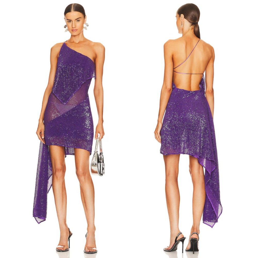 NWT GAUGE81 Metz Sequin Mini Dress XS Purple